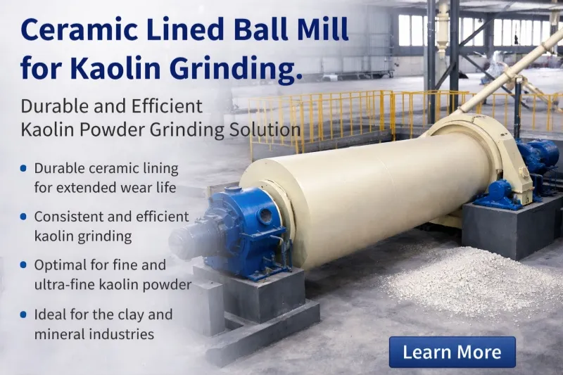 Ceramic Lined Ball Mill for Kaolin Grinding